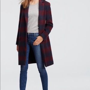 Ann Taylor Brushed Wool Plaid Coat